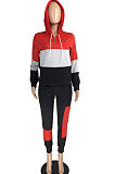 Contrast Color Spliced Hooded Casual Sport Two-Piece LMM8209