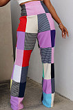 Fashion Casual Womenswear Digital Printing Plaid Casual Pants MDF5186