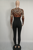 Casual Simplee Long Sleeve Round Neck Spliced Ripped Bodycon Jumpsuit Q731
