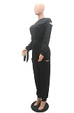 Casual Sexy Long Sleeve Off Shoulder Hollow Out Long Pants Sets MR2071