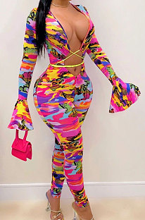 Womenswear Sexy Bind Printing Jumpsuits SQ6242