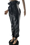 Falbala Big Bag Bind Fashion Casual Fleece Leather Pants SQ926