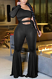 Sexy Polyester Long Sleeve Off Shoulder Self Belted Bodycon Jumpsuit MY9778