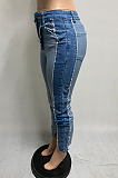 Casual Blazer Spliced Mid Waist Jeans XQ1058