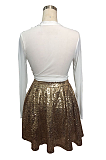 Polyester Spliced Sequins Pleated Short Skirt MY9766