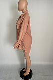 Casual Cute Simplee Long Sleeve Lapel Neck Shirt Dress XQ1070