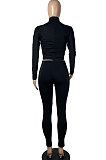 Casual Sporty Simplee Long Sleeve Deep V Neck Long Pants Sets YLY167