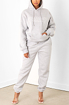 Casual Sexy Letter Long Sleeve Fluffing Hoodie Long Pants Sets MY9769
