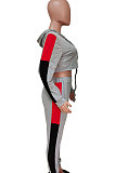 Spliced Hooded Long Sleeve Sport Two-Piece LD9059
