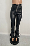Sexy Pu Leather High Waist Wide Leg Pants XQ1068