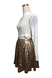 Polyester Spliced Sequins Pleated Short Skirt MY9766