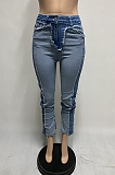 Casual Blazer Spliced Mid Waist Jeans XQ1058