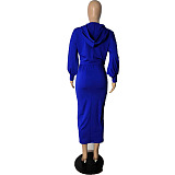 Printing Set Head Hooded Fleece Long Dress Sport Sets R6376