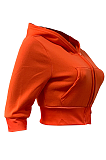 Casual Sporty Simplee Half Sleeve Hoodie Coats GLS8080