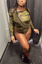 Night Out Sexy Camo Long Sleeve Round Neck Bodycon Jumpsuit SN390036