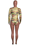 Night Out Sexy Camo Long Sleeve Round Neck Bodycon Jumpsuit SN390036