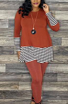 Casual Simplee Striped Long Sleeve Round Neck Long Pants Sets AWL5825