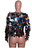 Sexy Sequins Long Sleeve Round Neck Shirts SN390035