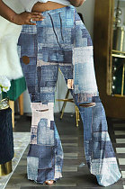 Casual Fashion Tie Dye High Waist Flare Leg Pants WA7119
