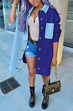 Casual Polyester Colorblock Long Sleeve Buttoned Contrast Binding Shirt Jacket ZS0363
