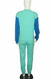 Contrast Color Spliced Fashion Hooded Fleece Casual Sport Sets L0332