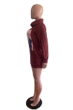 Casual Long Sleeve Round Neck Slant Pocket Hoodie Mini Dress OMM1183