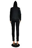 Casual Sporty Long Sleeve Round Neck Tank Top Hoodie Long Pants Three Piece Suit TRS1088