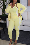 Casual Sporty Long Sleeve Round Neck Tank Top Hoodie Long Pants Three Piece Suit TRS1088