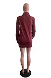 Casual Long Sleeve Round Neck Slant Pocket Hoodie Mini Dress OMM1183