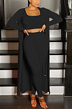 Sexy Simplee Long Sleeve Longline Top Tank Top Long Pants Three Piece Suit CL6082