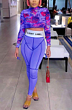 Casual Sexy Long Sleeve Round Neck Crop Top Long Pants Sets TK6136