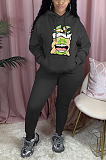 Casual Sporty Cartoon Graphic Long Sleeve Hoodie Long Pants Sets FH120