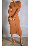 Casual Simplee Long Sleeve Round Neck Long Dress YYF8147
