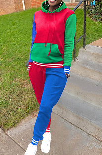 Street Fashion Multi Color Matching Womenswear Pants Casual Sport Two-Piece LIN8835