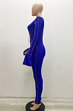 Sexy Spandex Long Horn Sleeve Self Belted Bodycon Jumpsuit YS453