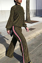 Casual Modest Long Sleeve High Neck Wide Leg Pants Sets OLY6025