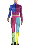 Fashion Casual Sport Spliced Longh Sleeve Zipper Two-Piece LIN5701