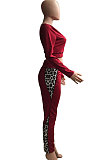Fashion Casual Leopard Spliced Spliced Long Sleeve Two-Piece LIN8098
