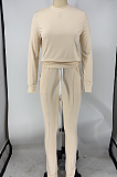 Casual Sporty Simplee Long Sleeve Round Neck Long Pants Sets X9274