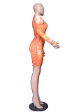 Sexy Long Sleeve Round Neck Ruffle Mini Dress HYY8044