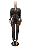 Night Out Sexy Long Sleeve Self Belted Hollow Out Bodycon Jumpsuit MR2072