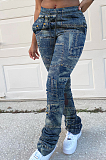 Casual Modest Waist Tie Ruffle High Waist Jeans YFS3618
