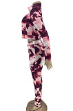 Tie Dye Printing Casual Long Sleeve Zipper Two-Piece LY609