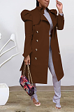 SUPER WHOLESALE|Casual Long Sleeve Lapel Neck Buttoned Longline Top Coats ED8334