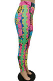 Street Colorful Printing High Waist Long Pants  BBN138