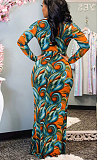 Sexy Woman Printing Dress Comfort Shirred Detail Long Dress YY5241