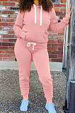 Womenswear Pure Color Brushed Fleece Hooded Casual Sport Two-Piece YSS8053