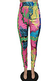 Street Colorful Printing High Waist Long Pants  BBN138