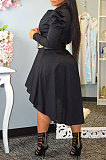 Bubble Sleeve Dress Comfort Cardigan Shirt Dress Long Sleeve Full-Skirted Dress YY5242