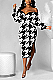 Sexy Pop Art Print Long Sleeve V Neck Off Shoulder Split Hem Long Dress FFE045